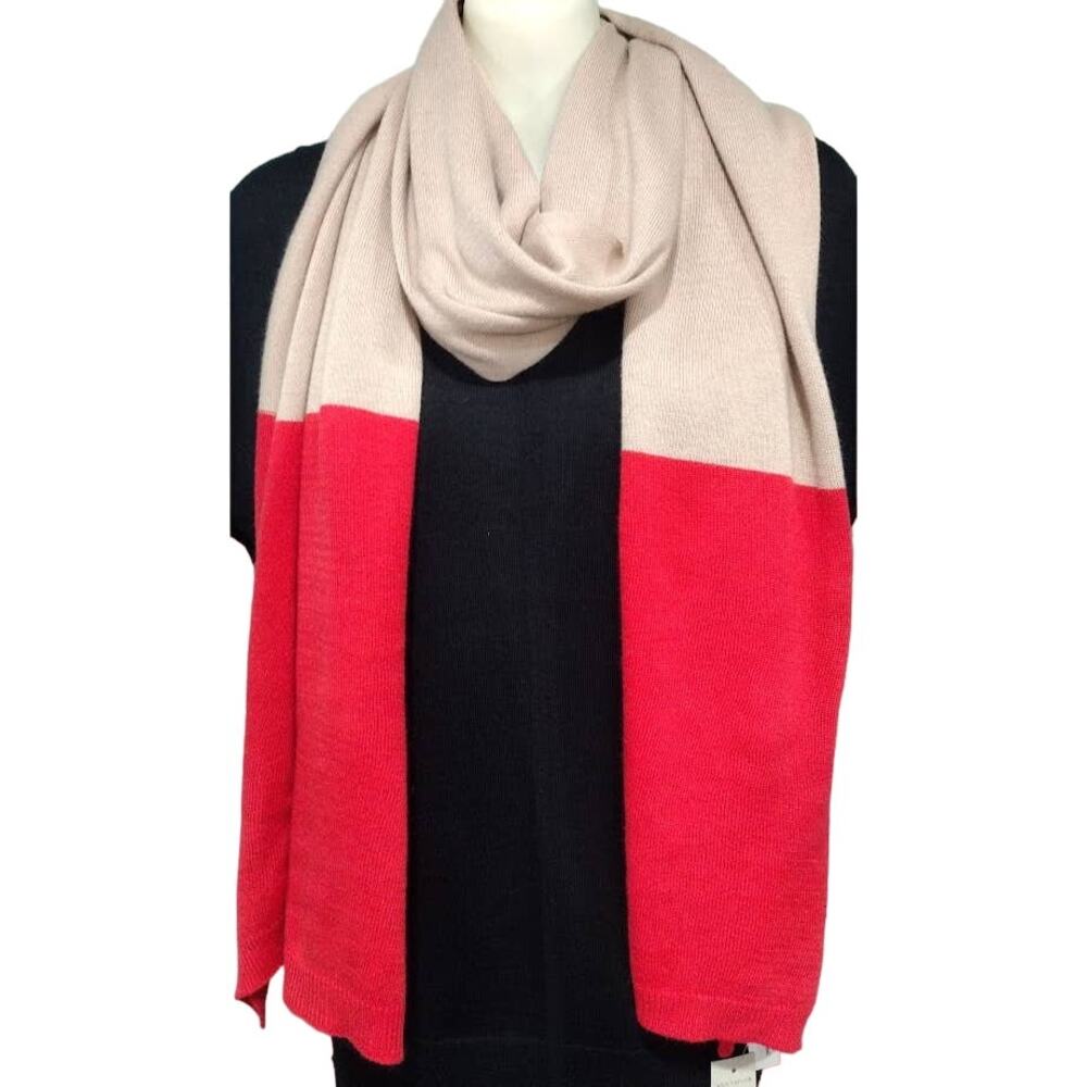 Anne Taylor Wide Knitted Scarf Beige and‎ Orange NWT